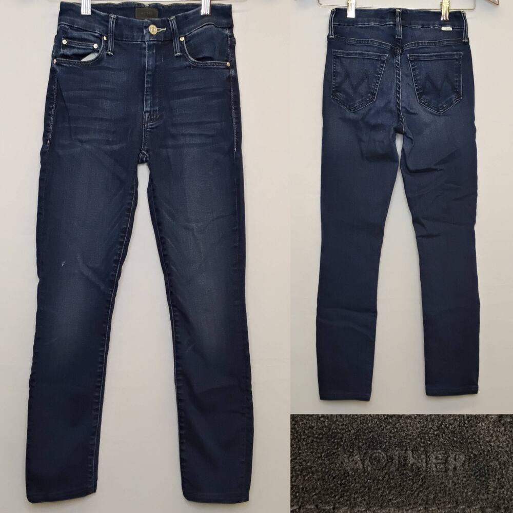 Mother The Looker Jeans Women's 24"x25" Dark Wash Skinny Jeans Small Hole #J5589